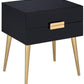 24" Gold And White End Table With Two Drawers