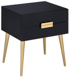 24" Gold And White End Table With Two Drawers
