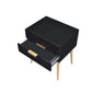 24" Black And Gold Wood And Iron End Table With Two Drawers