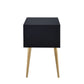 24" Black And Gold Wood And Iron End Table With Two Drawers
