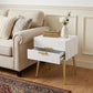 24" Gold And White End Table With Two Drawers