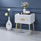 24" Gold And White End Table With Two Drawers
