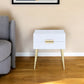 24" Black And Gold Wood And Iron End Table With Two Drawers