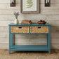44" Teal Blue Solid Wood Console Table