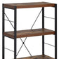 43" Black And Brown Distressed Metal and Wood Three Tier Etagere Bookcase