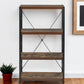43" Black And Brown Distressed Metal and Wood Three Tier Etagere Bookcase