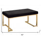 40" Black and Champagne Upholstered Faux Fur Bench