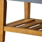 40" Gray and Brown Linen Blend and Solid Wood Upholstered Storage Bench With Shelves
