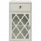 17" White Fret Work Design Glass Door Accent Cabinet