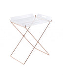22" Clear and Copper Acrylic and Metal Tray Table