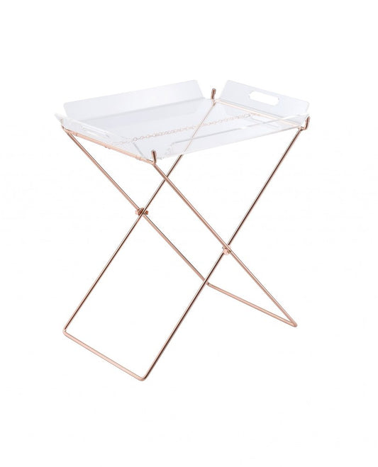 22" Clear and Copper Acrylic and Metal Tray Table