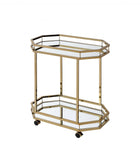 28" Champagne and Clear Glass and Iron Octagon Rolling Prep Table