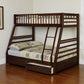 Espresso Twin Over Full Solid Wood Bunk Bed With Storage