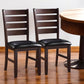 Set of Two Black And Brown Faux Leather Wood Slat Back Dining Side Chairs