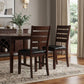 Set of Two Black And Brown Faux Leather Wood Slat Back Dining Side Chairs
