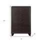 31" Espresso Solid Wood Five Drawer Dresser