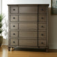 60" Dark Brown Solid Wood Nine Drawer Double Dresser