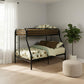 84" X 62" X 65" Twin Xl Over Queen Black Metal Tube Bunk Bed
