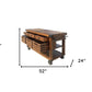 Brown 52" Rolling Kitchen Cart With Storage