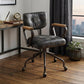 Black and Dark Brown Adjustable Swivel Leather Rolling Executive Office Chair
