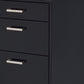 28" Black Wood And Metal Three Drawers Filing Cabinet
