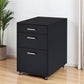 28" Black Wood And Metal Three Drawers Filing Cabinet