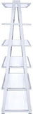 White And Silver Metal and Glass Five Tier Ladder Bookcase