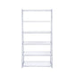 White And Silver Metal and Glass Five Tier Ladder Bookcase