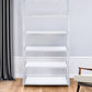 White And Silver Metal and Glass Five Tier Ladder Bookcase