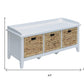 43" Teal Blue Solid Wood Storage Bench with Drawers