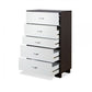 32" Brown and White Five Drawer Standard Chest