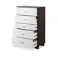 32" Brown and White Five Drawer Standard Chest