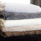 50" X 70" Ivory Faux Fur Plush Throw Blanket with Embroidery