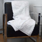 50" X 70" Ivory Faux Fur Plush Throw Blanket with Embroidery