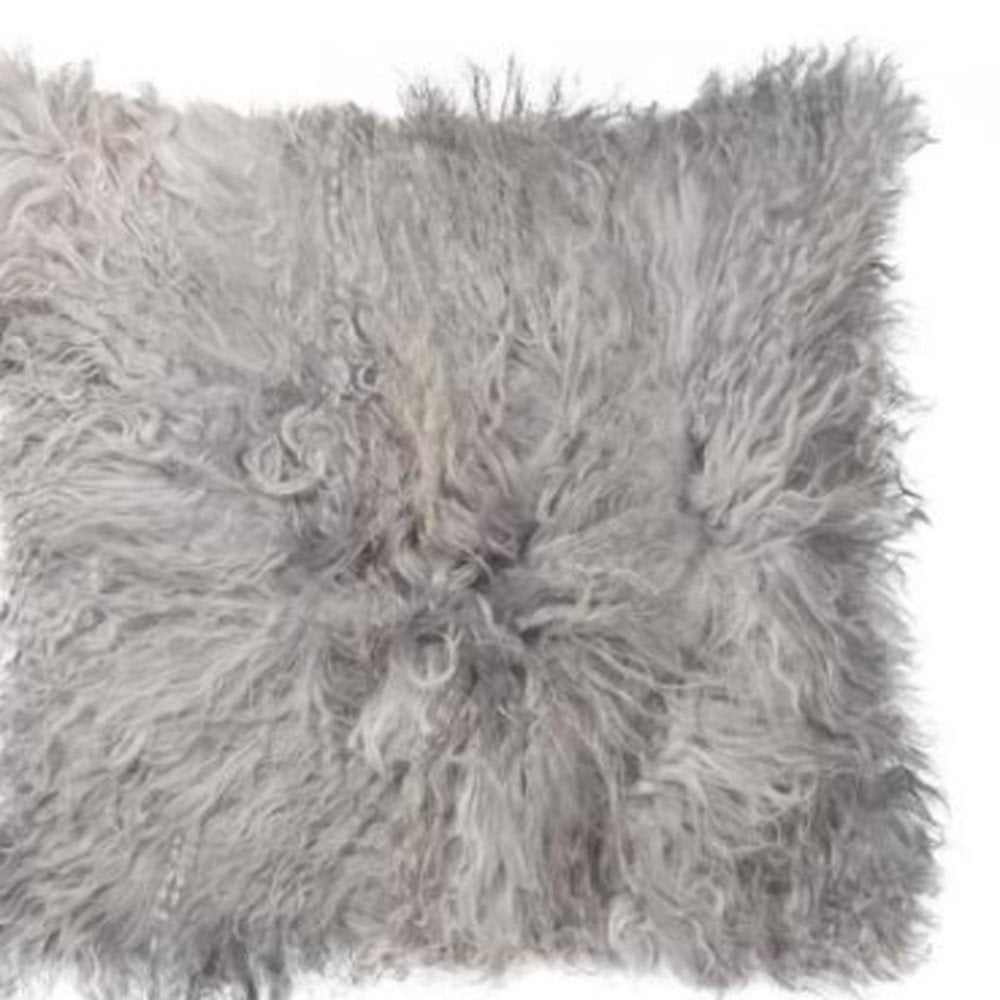 18" Natural Sheepskin Throw Pillow