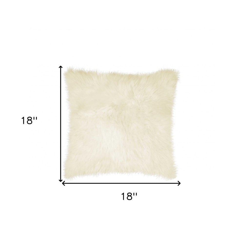 18" Gray Sheepskin Throw Pillow
