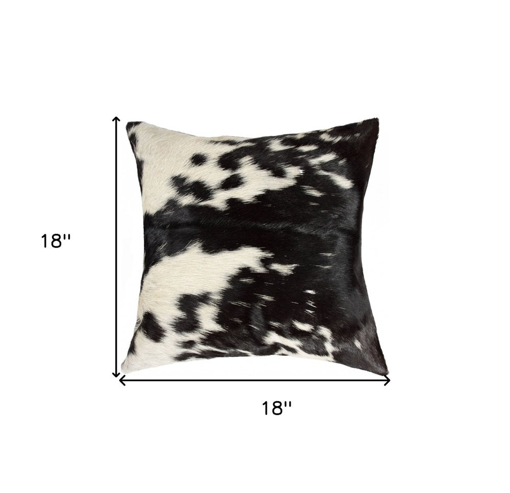 18" Brown and White Cowhide Throw Pillow
