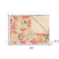 50" X 70" Beige Pink Orange and Green Cotton Kantha Floral Throw Throw Blanket with Embroidery