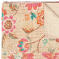 50" X 70" Beige Pink Orange and Green Cotton Kantha Floral Throw Throw Blanket with Embroidery