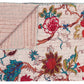 50" X 70" Pink and Red Kantha Cotton Floral Throw Blanket with Embroidery