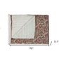 50" X 70" Green and Red Kantha Cotton Damask Throw Blanket with Embroidery