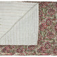 50" X 70" Green and Red Kantha Cotton Damask Throw Blanket with Embroidery