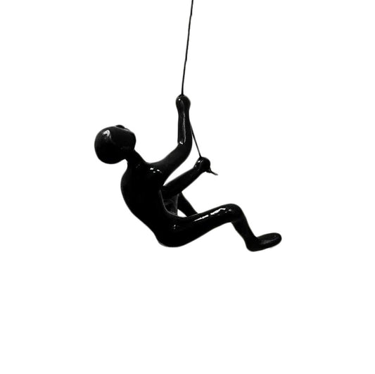 6" X 4" Black Resin Climbing Man Hanging Dimensional Sculpture
