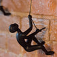 6" X 4" Black Resin Climbing Man Hanging Dimensional Sculpture