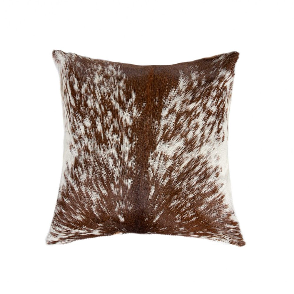 18" Black and White Cowhide Throw Pillow