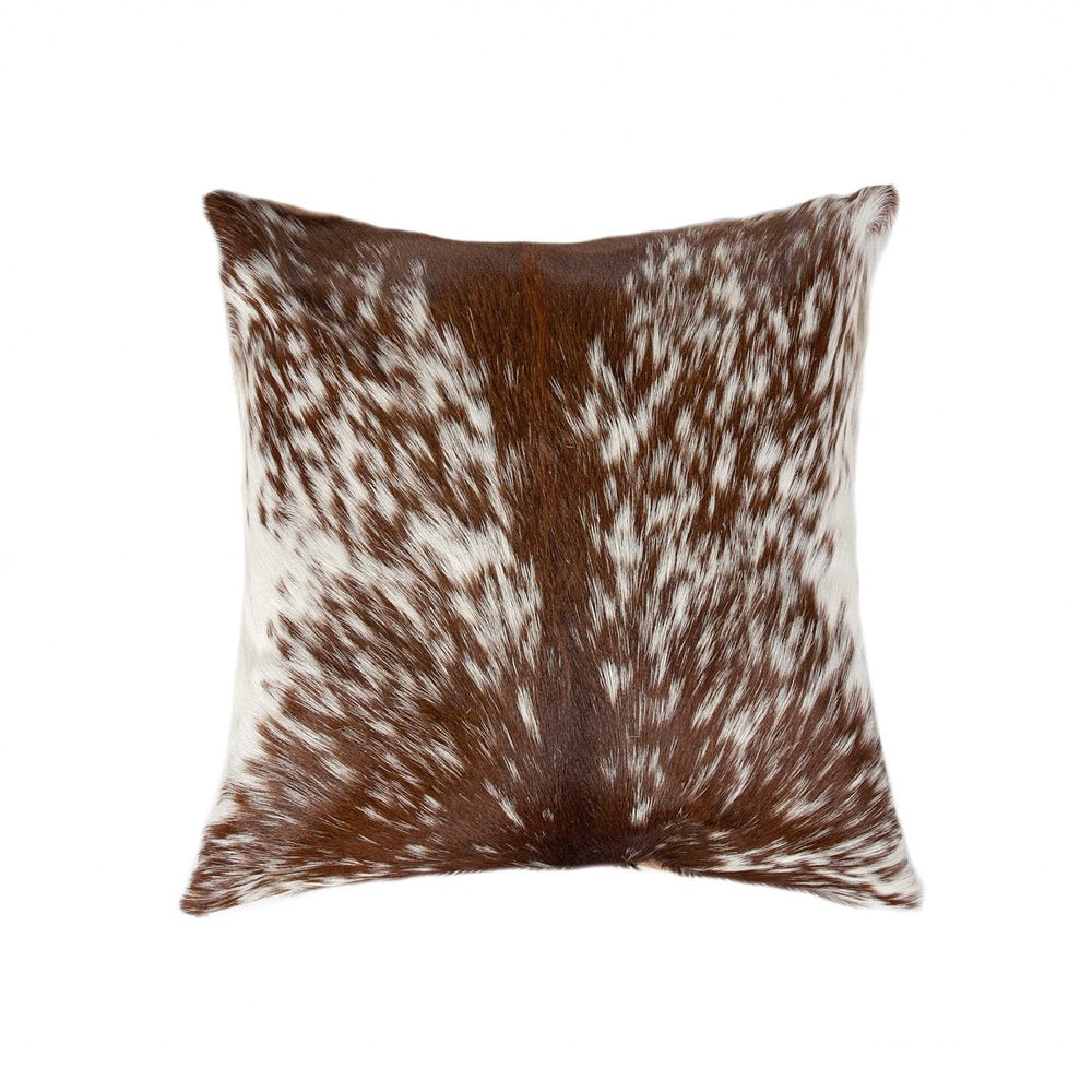 18" Black and White Cowhide Throw Pillow