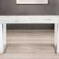 71" White And Silver Marble And Steel Sled Base Dining Table