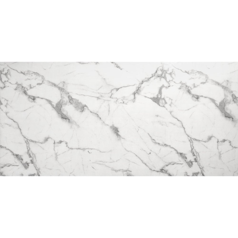 71" White And Silver Marble And Steel Sled Base Dining Table