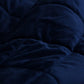 60" X 80" Navy Blue Fleece And Microfiber Quilted Plush Throw Blanket