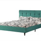 Turquoise Tufted Fabric Upholstered Queen Bed Frame